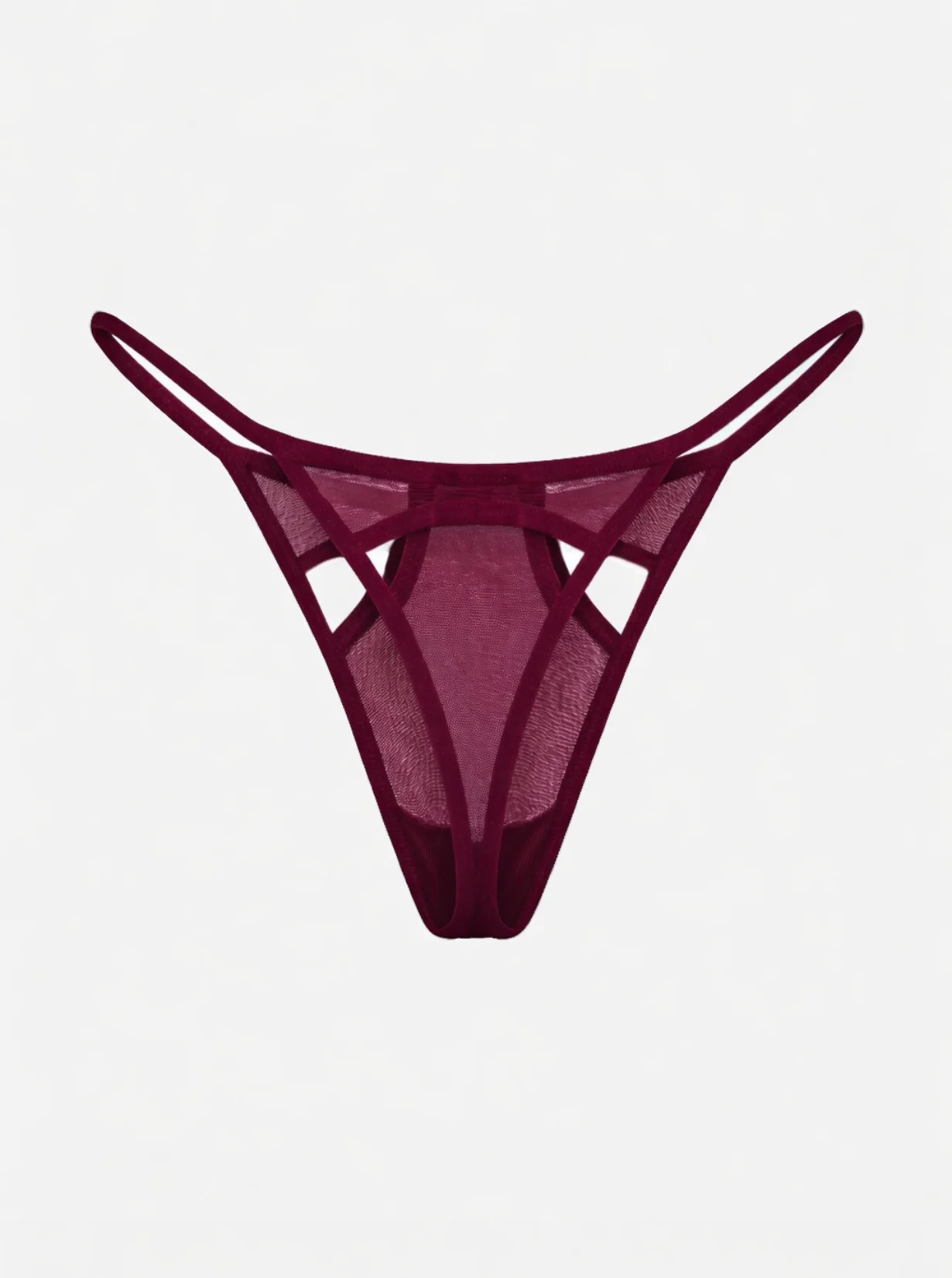 Gigi Mesh Tanga Cut Outs - Plum Red - Image 5