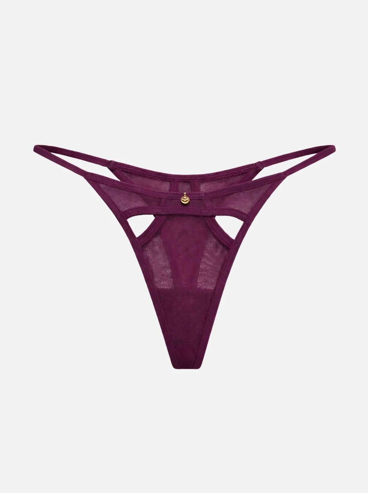 Gigi Mesh Tanga Cut Outs - Plum Red - Image 6