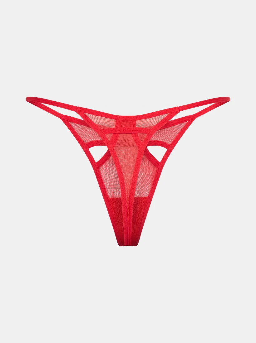Gigi Mesh Tanga Cut Outs - Rot - Image 5
