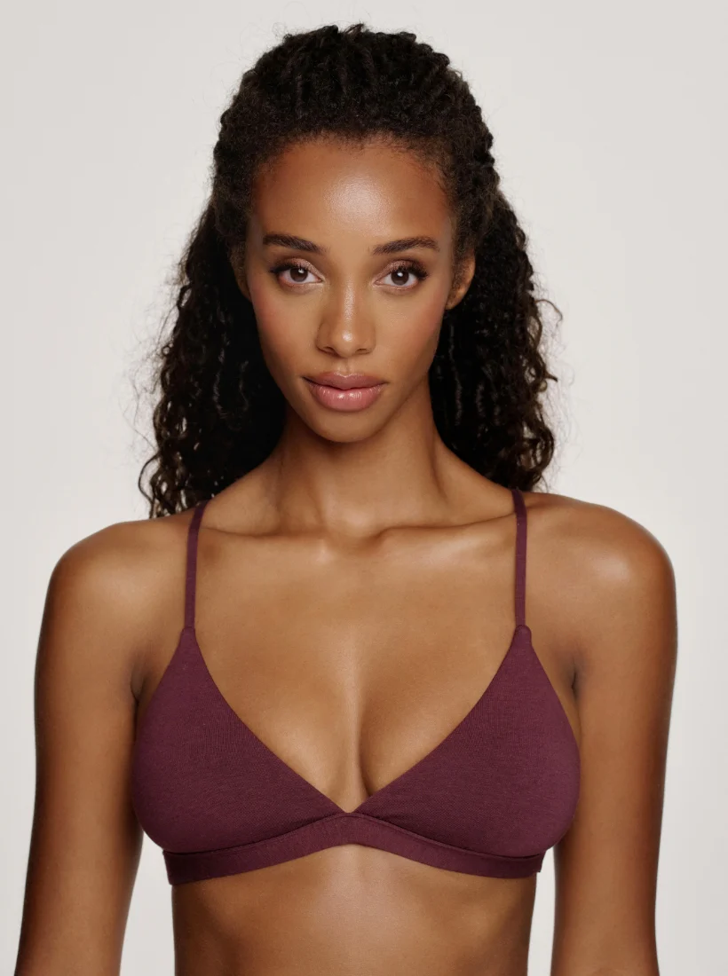 Everyday Cotton Triangle Bralette - Aubergine Braun - Image 4