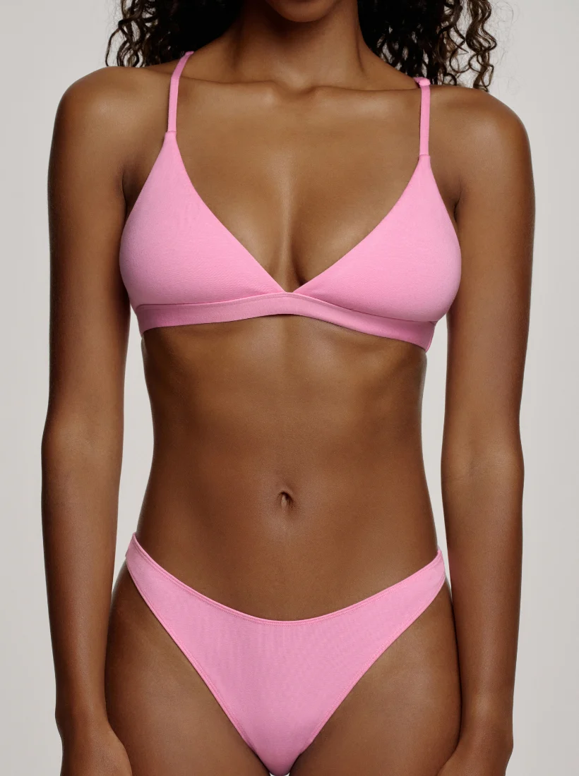 Everyday Cotton Triangle Bralette - Rosa - Image 4